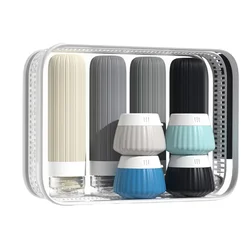 Leak - Proof Silicone Travel Bottles Set - TSA Approved, Squeezable Containers with Clear Storage Bag (8 Pack) (MULTI)