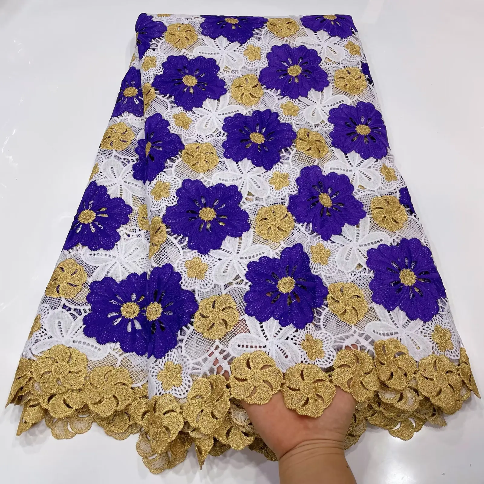 

Party Q High Quality African Guipure Cord Lace Fabric Peach Net Water Soluble Cord Lace With Stones For Nigerian Wedding Sew