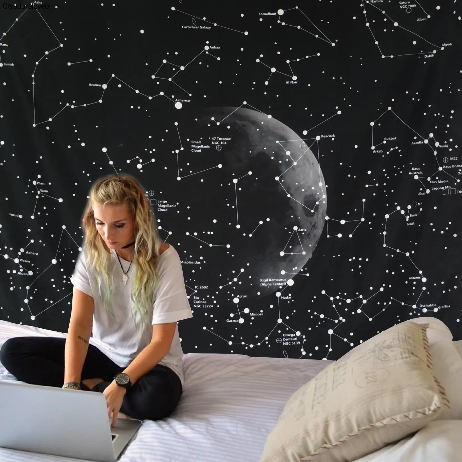 130x150cm 148x200cm Galaxy Constellation Pattern Tapestries Starry Sky Printed Wall Hanging Decoration Tapestry Beach Mat |