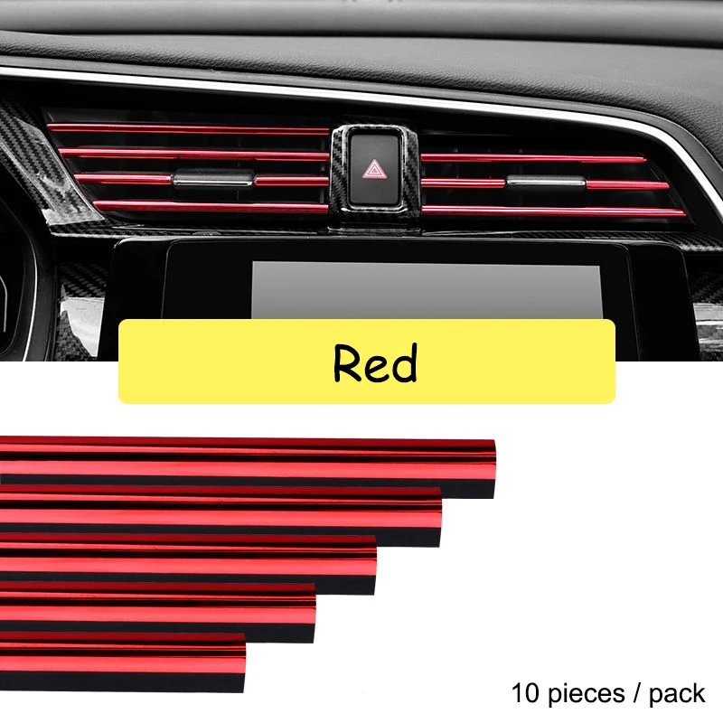 10 Pieces Car-styling Chrome Styling Moulding Car Air Vent Trim Strip Air Conditioner Outlet Grille Decoration U Shape car moulding decoration