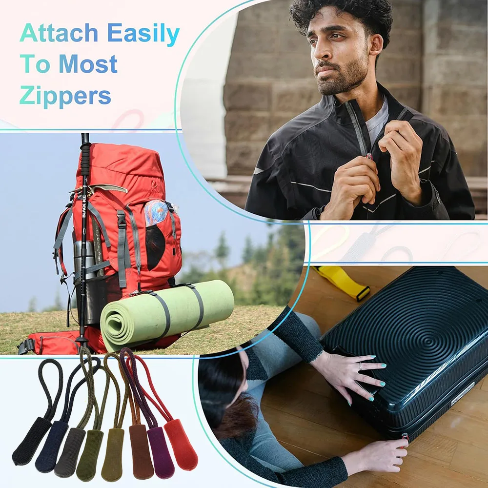 10 Stück/Packung Mix Color Cord Zipper Pull Puller End Strap für Bekleidung Reisetasche Zubehör – Detail 2