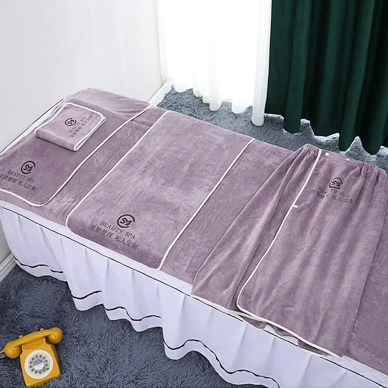 Description Picture 5 of item5pcs SPA Dedicated Towels Thickened Beauty Salon Customized Logo Bath Hair Towel Set Pattern Personalized Bed Towel Your Name