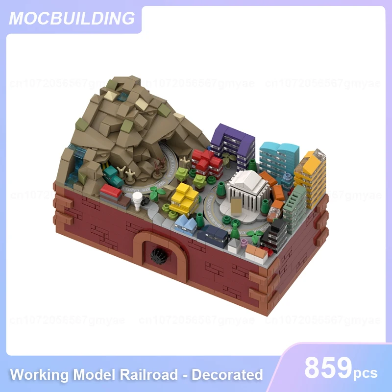 

Строительные блоки MOC, рабочая модель железнодорожной дороги, декоративная архитектура, сборные кирпичи «сделай сам», развивающие игрушки на Рождество, подарки, 859 шт.