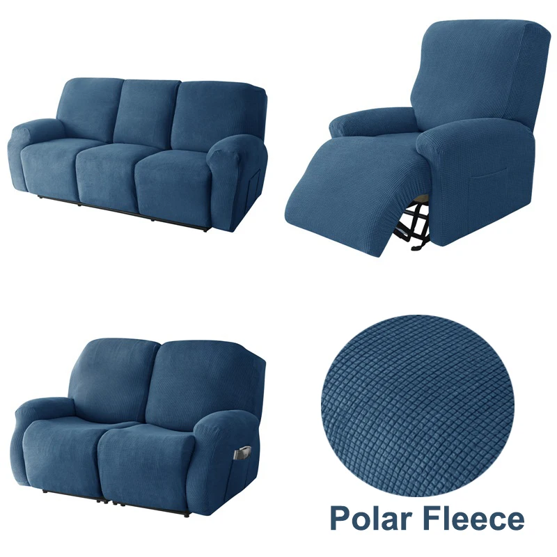 123SeaterReclinerSofaCoverElasticPolarFleeceLoungeCouch