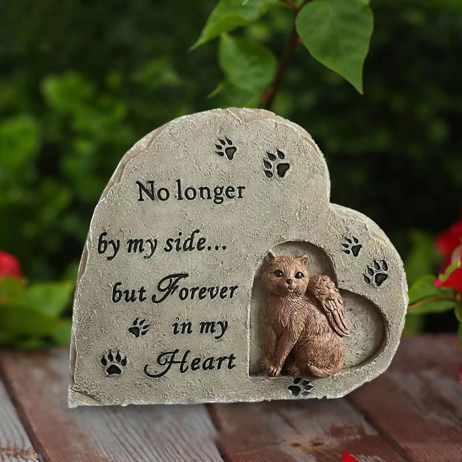 

Cat Memorial Stone Decorations Loss of Pet Gift Resin Waterproof Pet Memorial Headstone for Outdoor Patio Yard Flowerbed Porch