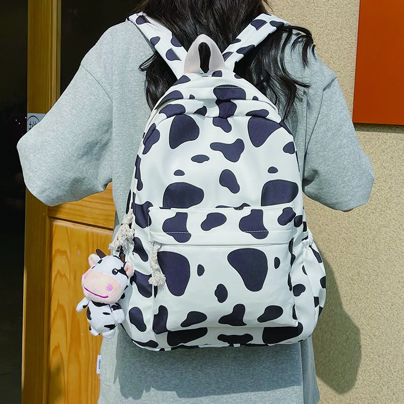 

Female Student Backpack for Women Large Capacity Nylon Bookbag Cow School Bag Casual Lady Bagpack Teenages Girl Packbags Mochila