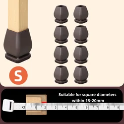 Set of 8/16 TPE Chair Leg Protectors with Felt Pads for Floor Protection and Furniture Gliding (Square  Brown S)