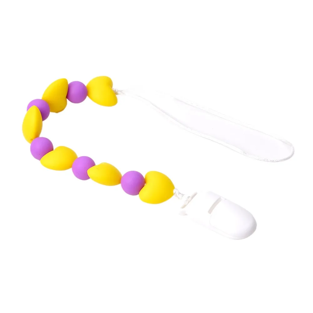 Silicone Beads Pacifier Clip Baby Dummy Holder Leash, Teething Pacifier Chain