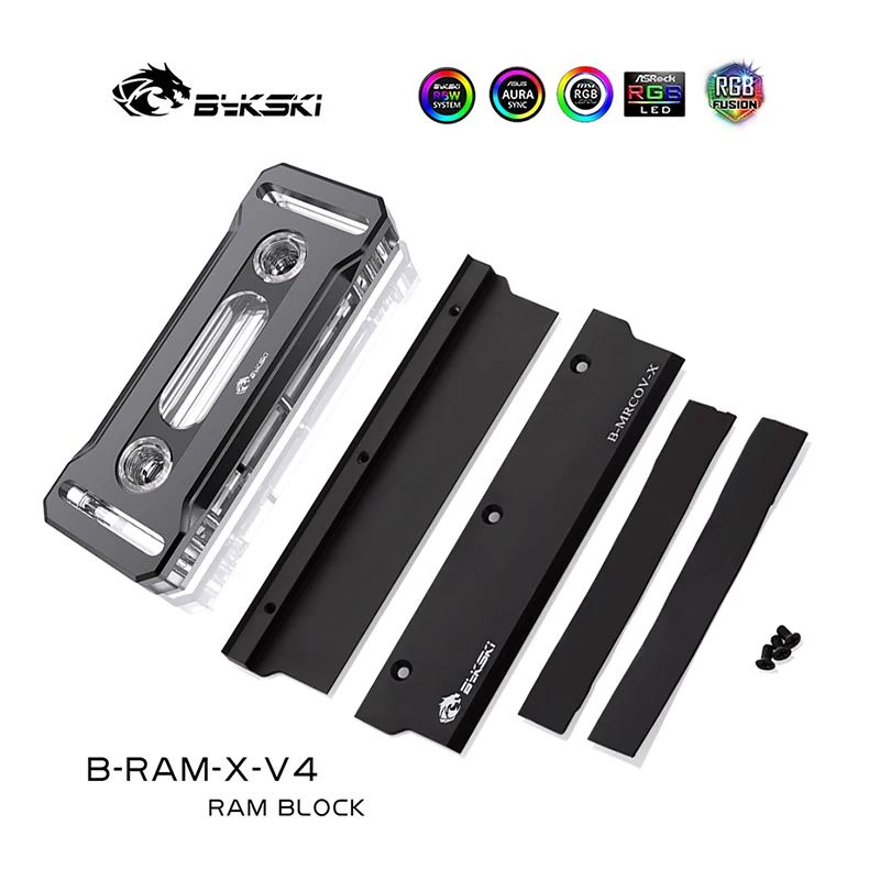 Bykski-ram Rgb Cpu Cooler Dissipadores Ram Uso de Memória Ddr4 Bloco de Resfriamento de Água para Dual Channel Ram Refrigerado Rgb Radiator Copper