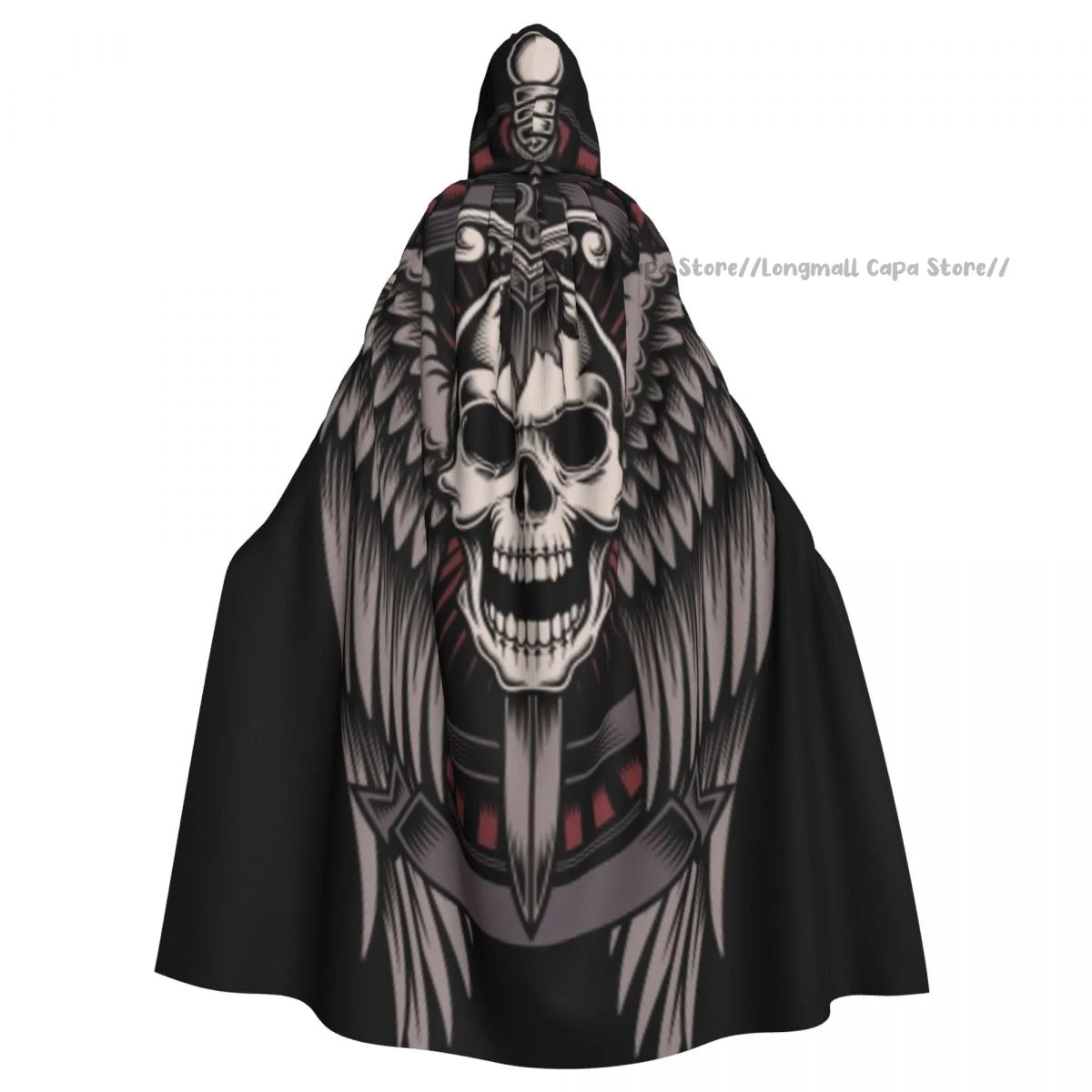 

Witch Cloak Winged Skull With Sword Stuck Halloween Cosplay Costume Unisex Adult Cloak Retro Ages Cape