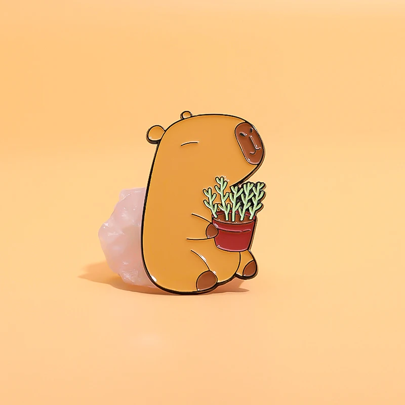 Süße Capybara Emaille Pins CustomAnimal Paar Dating Broschen Revers Abzeichen Cartoon Tier Schmuck Geschenk für Freunde – Detail 6