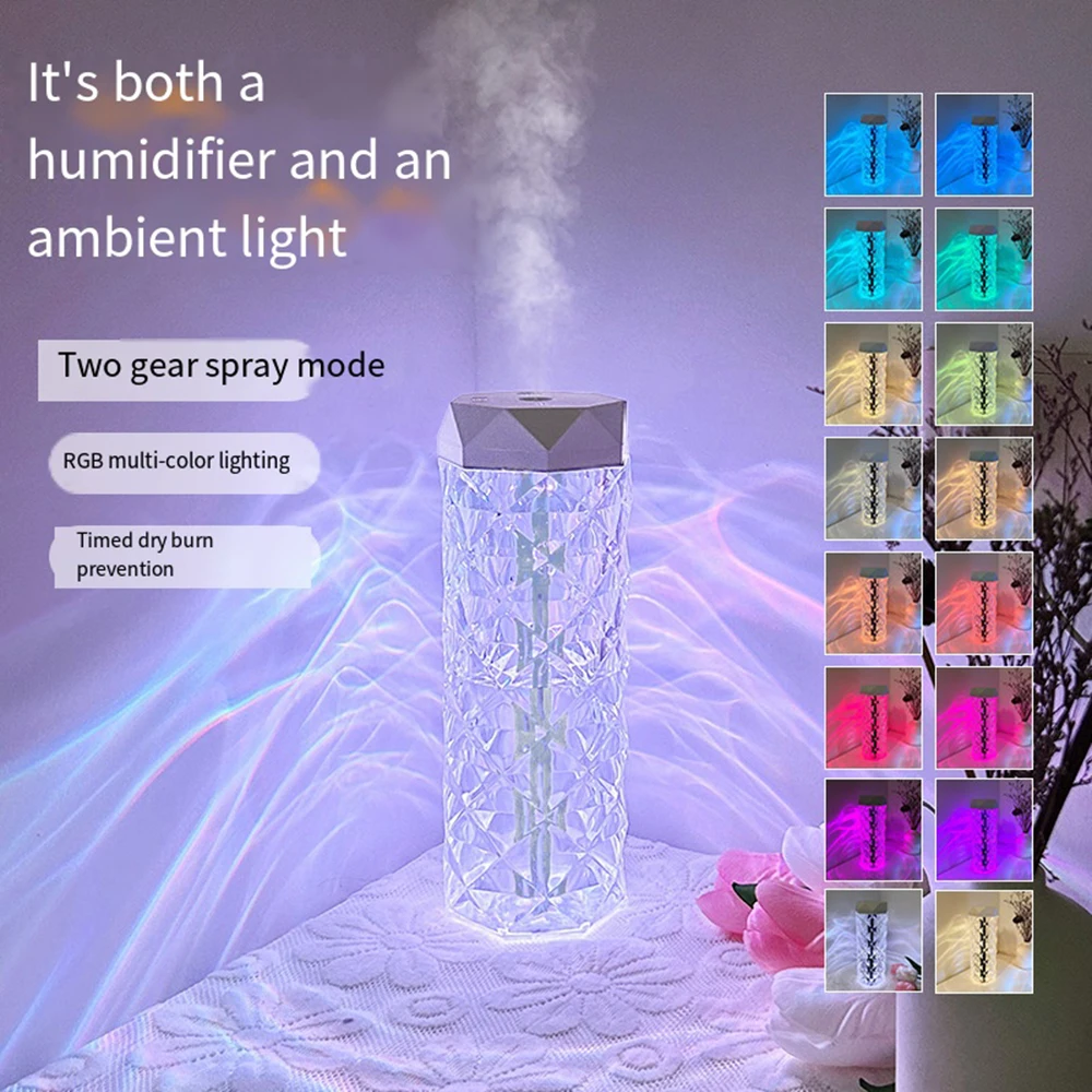 

Portable RGB Perfume Crystal Air Humidifier Aroma Diffuser Essential Oil Water Fogger with Night light for Home Bedroom Car 가습기