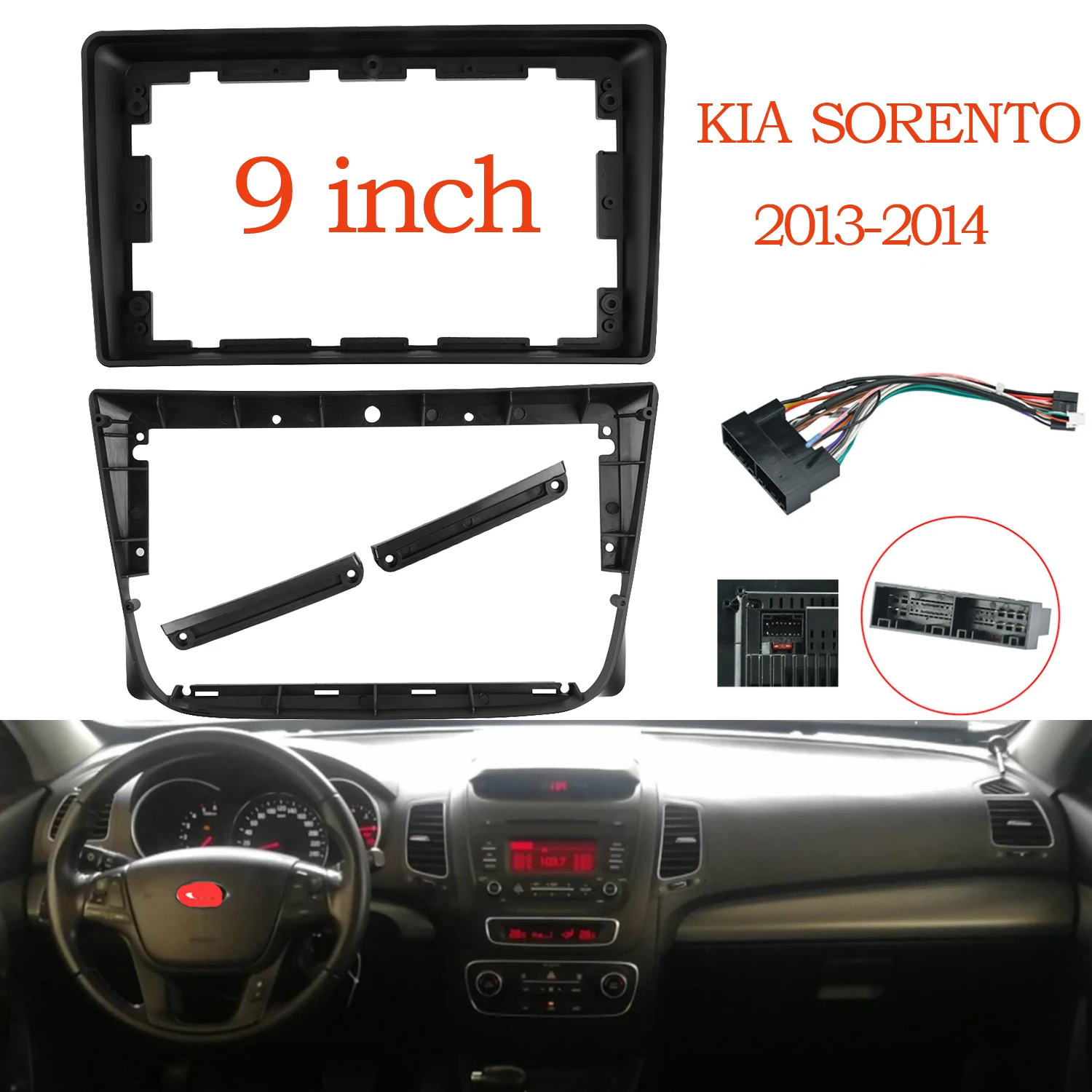 

Автомобильная радиоустановка Fascia Для KIA SORENTO 2013, 9 дюймов, рамка, стерео, DVD-плеер, установка, объемная отделка, панель, двойной Din, лицевая панель