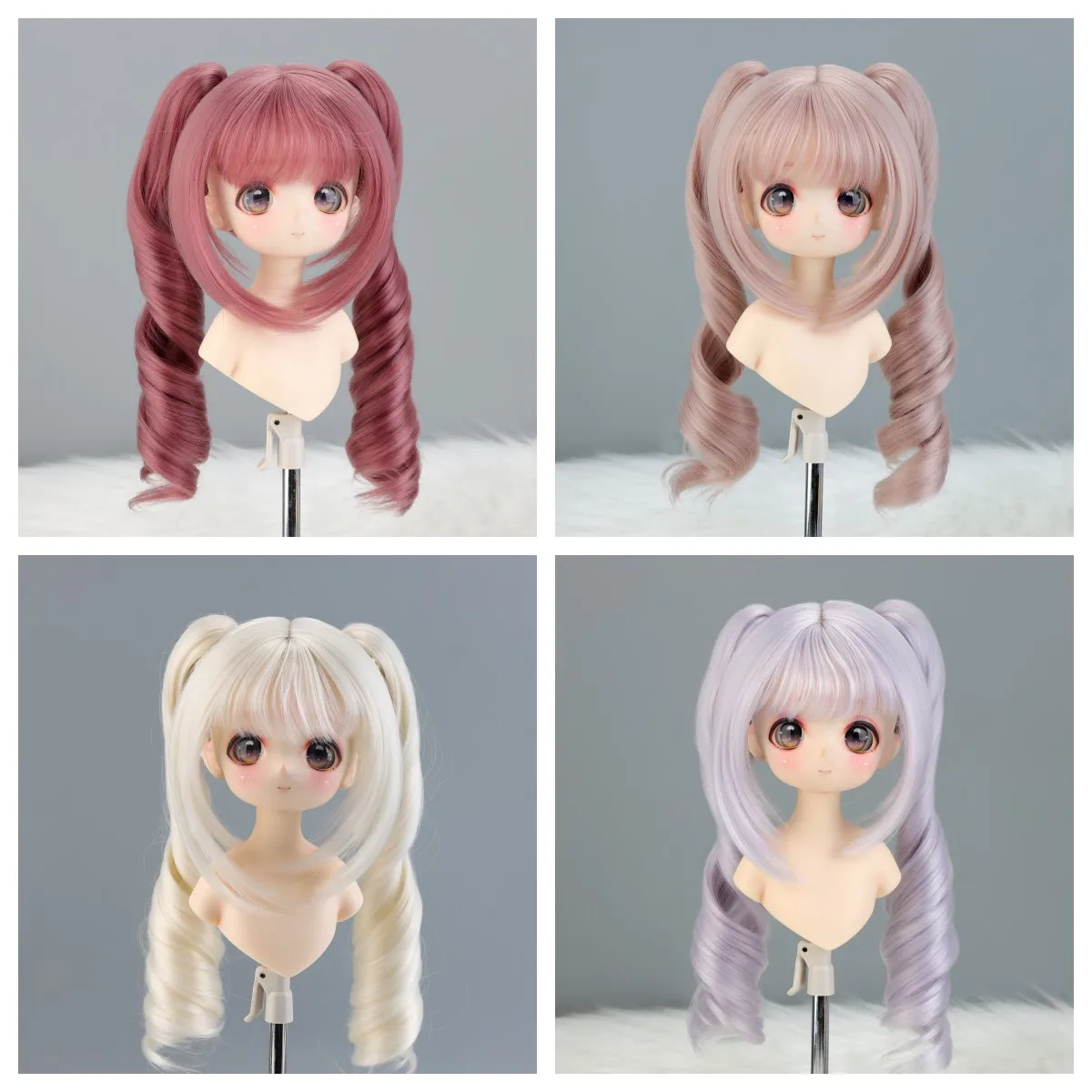 BJD Hair 1/3 Doll Wigs Long Pigtails Varies Double Braid With Bangs Anime Dolls Wigs 9 in head SD BJD Doll Tress