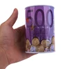 1PC Tinplate Cylinder Piggy Bank Euro Dollar Picture Box Household Saving Money Home Decoration Boxes Safe Cylinder Piggy Bank 5