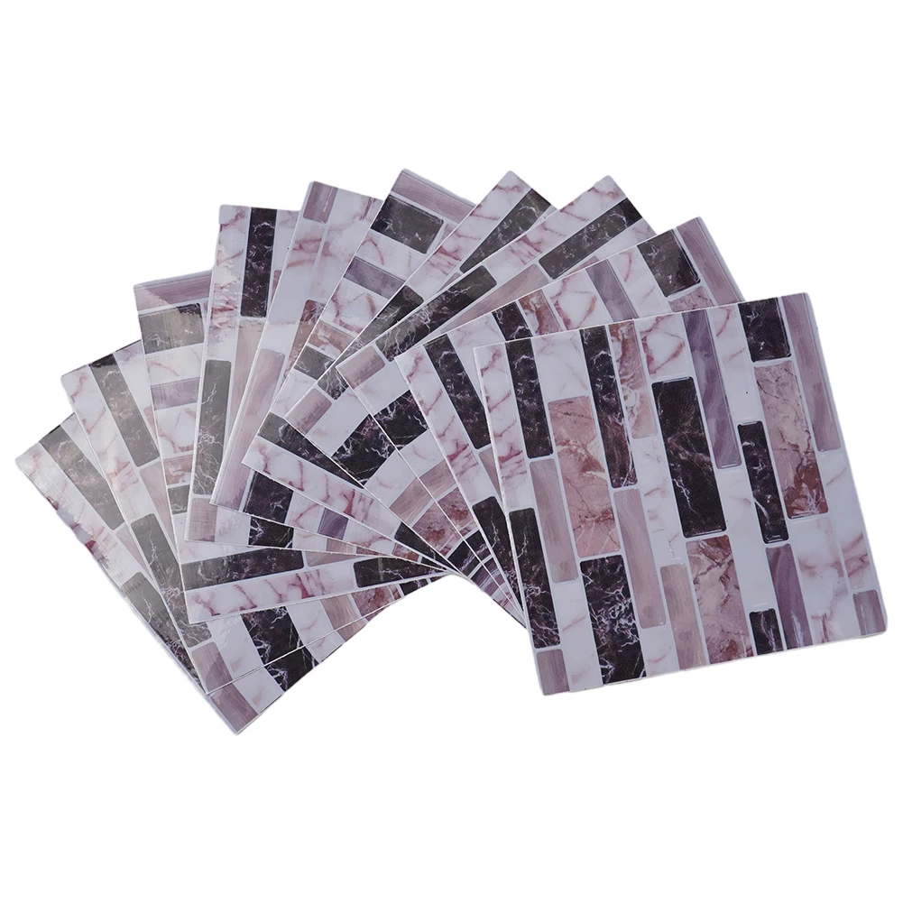

Kitchen Tile 10pcs Wall Stickers Bathroom Home Imitation Peel Vinyl 10*10cm Backsplash Decoration Eco-friendly Durable
