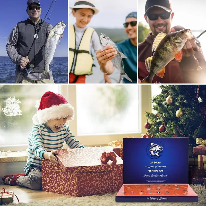 Christmas Advent Calendar Fishing Advent Calendar Christmas Countdown Calendar 24 Days Christmas Advent Calendar Fishing Fish Bait for Gifts