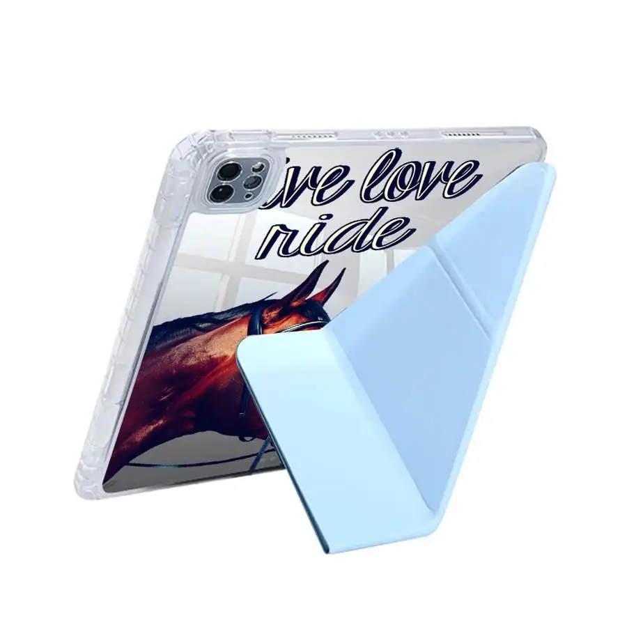 Premium Y-Fold Tablet Case with Horse Design and Holder Feature
