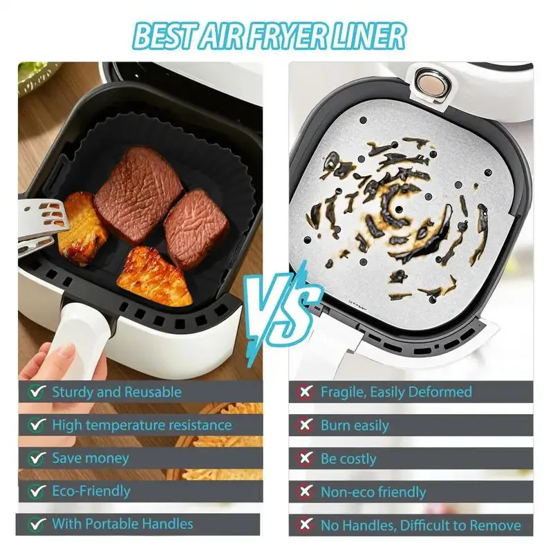 Silicone Non-Stick Reusable Air Fryer Liner & Pizza Pan Cooking Accessory
