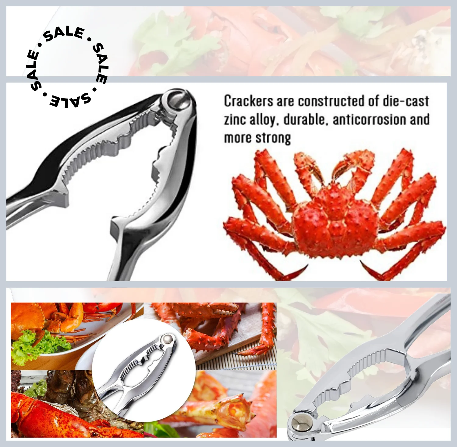 Multifunctional Clam Opener Zinc Alloy Walnut Clip Scallop Oyster Nut Crab Lobster Crackers Seafood Tools Kitchen Accessorie 1pc