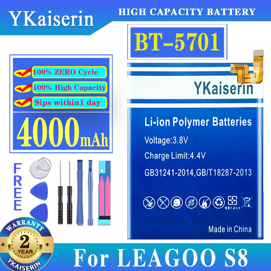 

Аккумулятор ykaisзаверin для телефона Leagoo S8, 4000 мАч, для Leagoo S 8, высококачественные сменные батареи высокой емкости + Инструменты