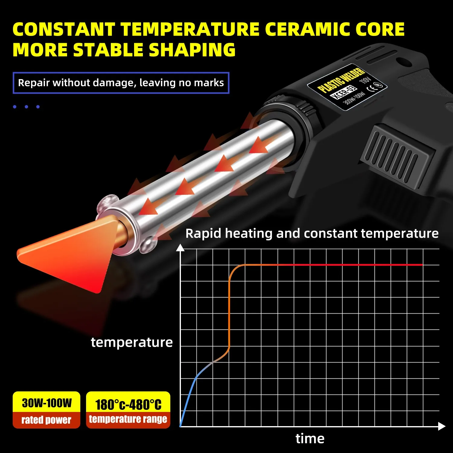 Plastic Welding Machine Repair Tool Electric Soldering Iron Trowel Head Car Bumper Plastic Repair Tools Kit 3
