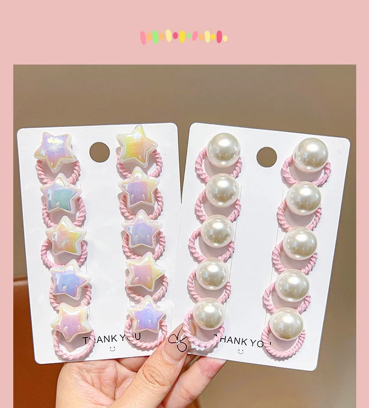 10 Stück/Set Niedliche Baby-Mädchen Haarbänder Cartoon Herz Stern Haargummis Kleinkind Elastische Haarbänder Kinder Haarseile Kopfschmuck – Detail 7