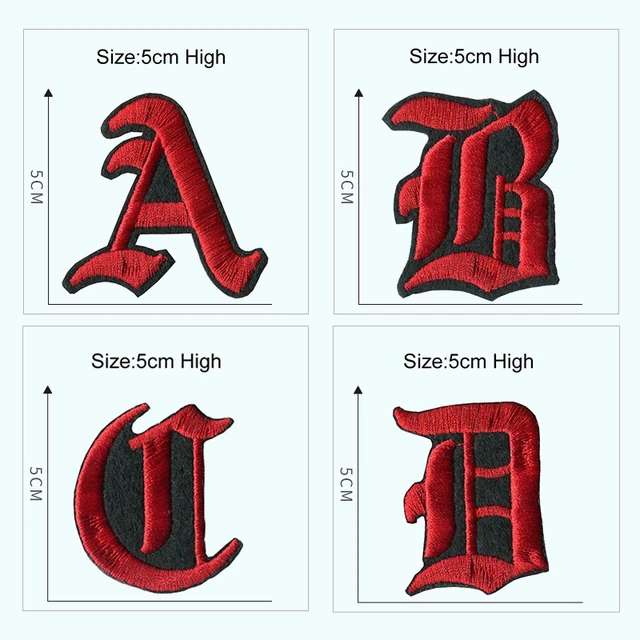 1pcs Red Letters Iron On Patch Alphabet Embroidered Letters Name Patches  Applique For T-shirt Coat - Patches - AliExpress
