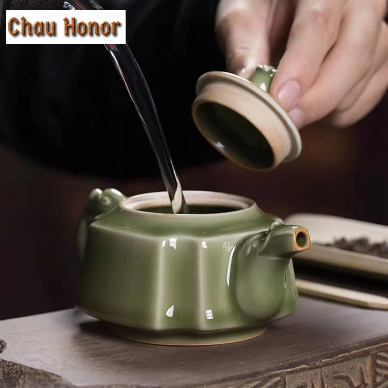 200ml Boutique Longquan Celadon Yue Kiln Antique Teapot Handmade Household Kungfu Teaset Tea Ceremony Accessories Drinkware Gift