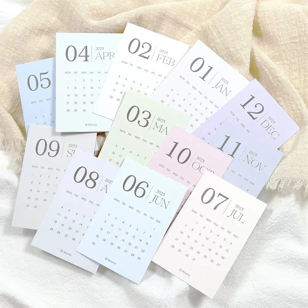 MINKYS Kawaii Calendar Card 12 Month Calendar Card Paper Decorative School Stationery Supplies desk calendar wall calendar paper wall calendar christmas advent calendar habit tracker calendar dry erase calendar