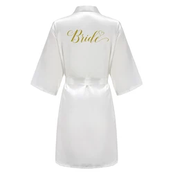 Elegant Grass Green Women's Satin Bridal Robe with White Script - Perfect for Weddings and Bridal Parties (As the photo show)