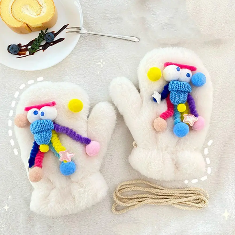 

Женские зимние перчатки из искусственного меха с мультяшным рисунком