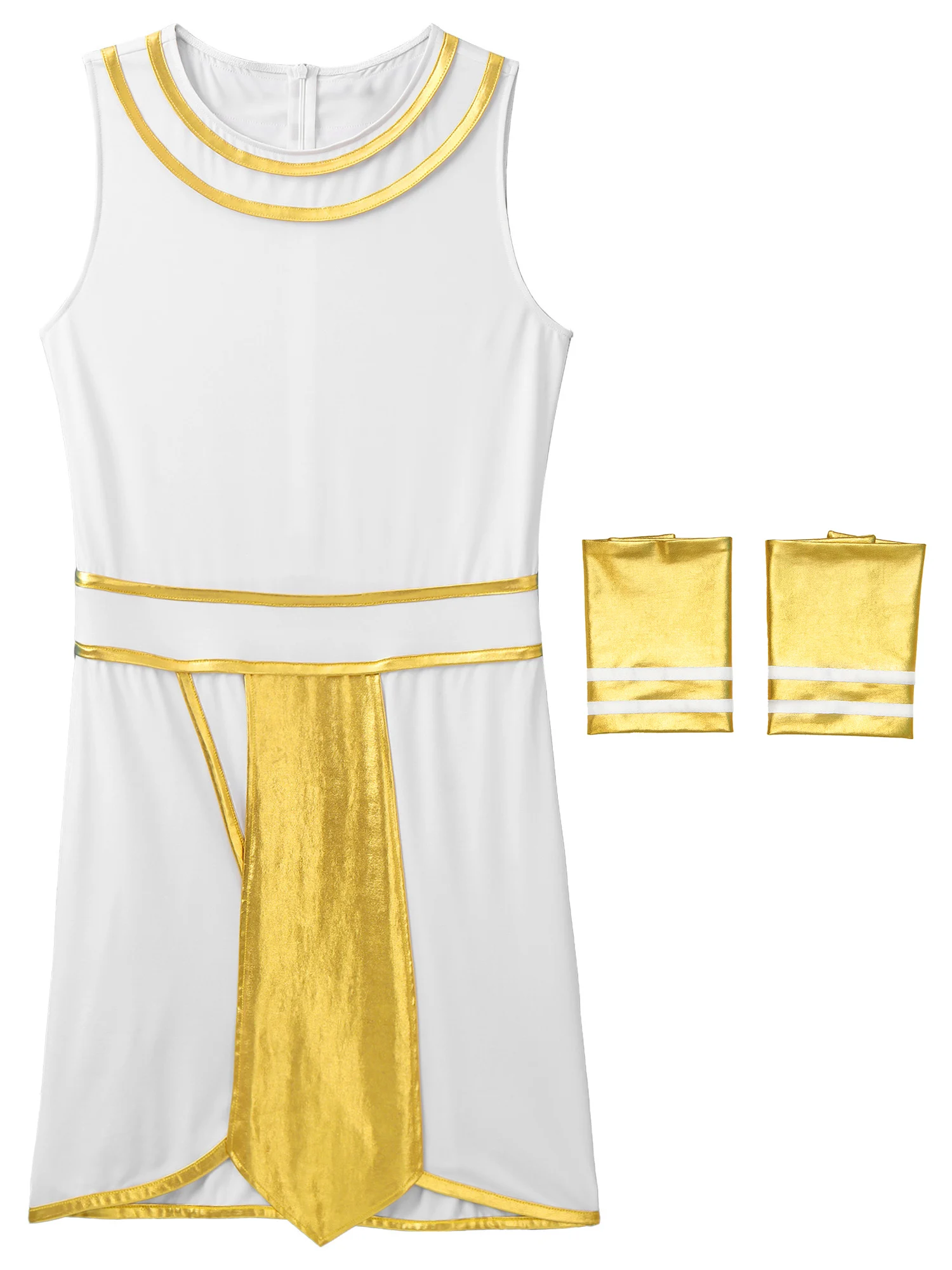 Mens Egyptian Pharaoh King Cosplay Costume Halloween Theme Party Roleplay Outfits Ancient Egypt Warrior Greek Dress Cuffs