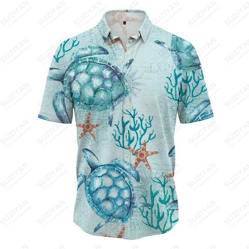 

Summer new men's shirt marine animal 3D printed men's shirt vacation and casual style men's shirt fashion loose men's shirt