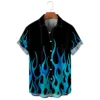 Men's shirt summer flame high-definition pattern 3D printing lapel button up shirt tiki series Hawaiian short sleeved shirt 6