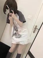 raf zara women 2024，vetement femme，stitch，tee shirt femme，y2k Vêtements japonais à manches longues pour femmes, Économie à manches courtes, Vêtements pour femmes, Kawaii, Printemps, Été, Années 2000, Y2K 4