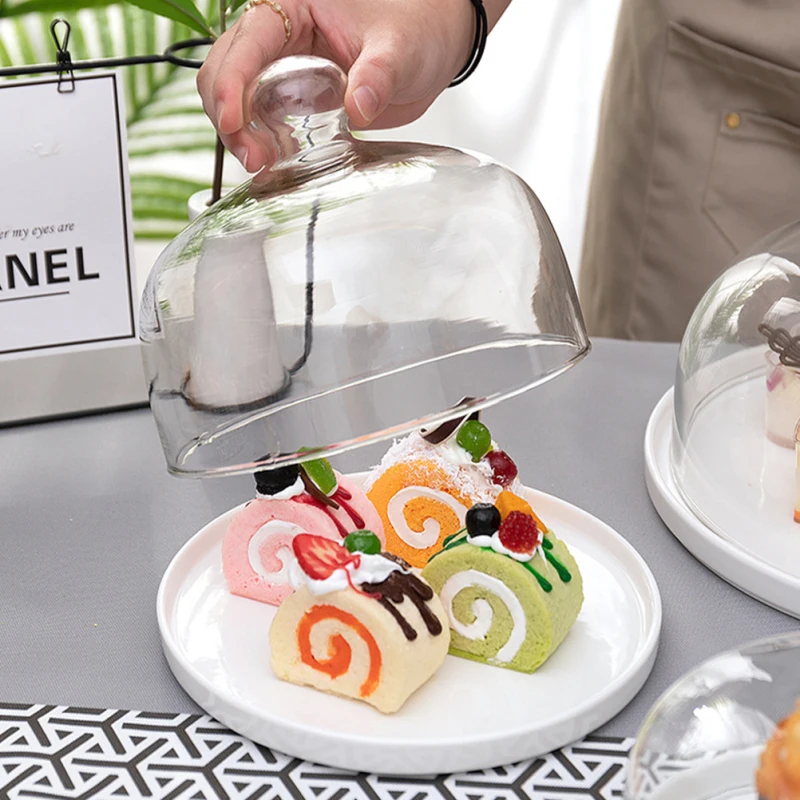 Harayaa Présentoir à Gâteau Avec Couvercle En Acrylique Porte-cupcake Biscuits Présentoir à