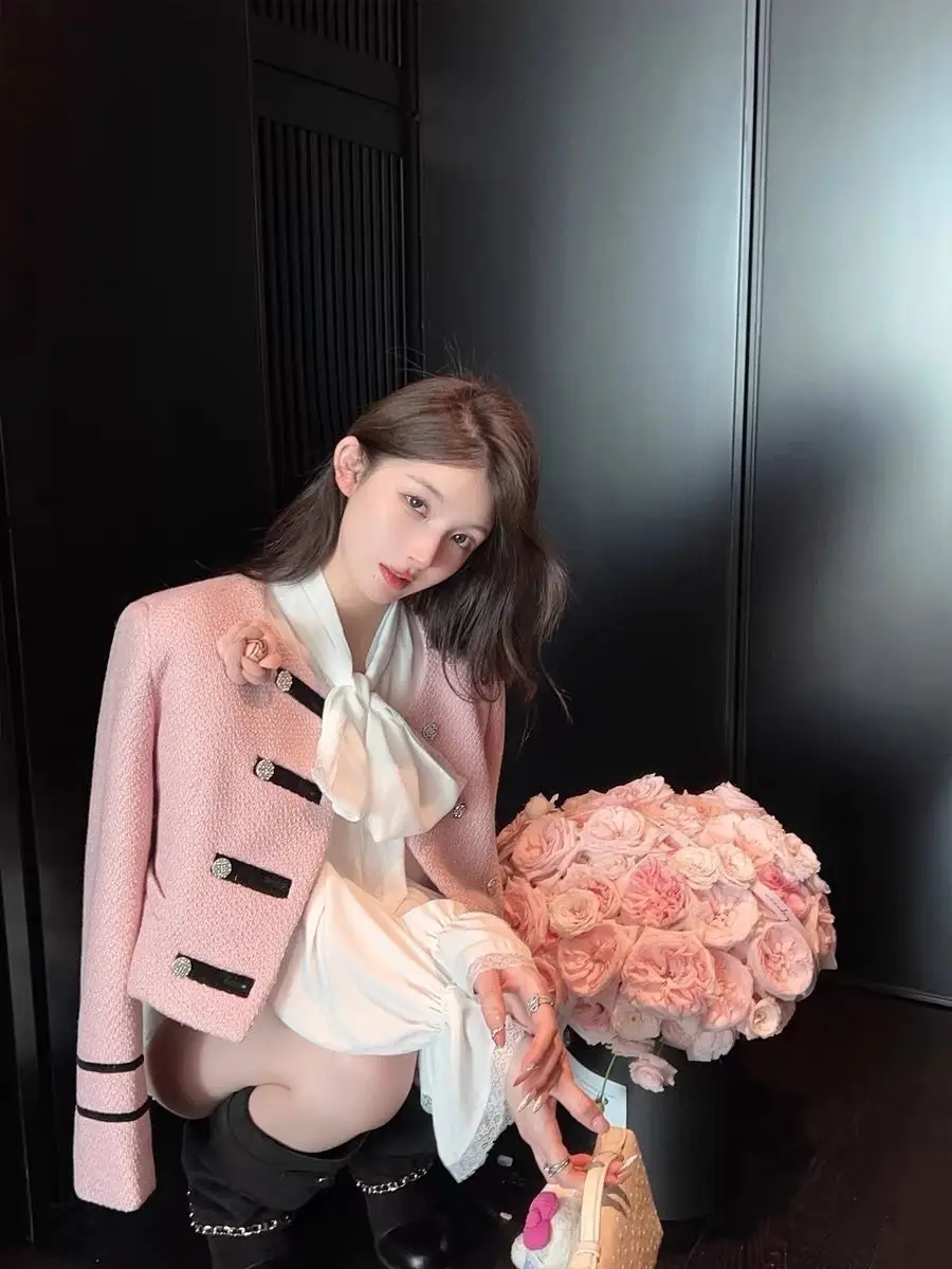 Pink Jacket Spring And Autumn 2025 New French High-End Short Outcoat for Women Blazer Yellow Suit Jackets Fashion Top Trench Coa