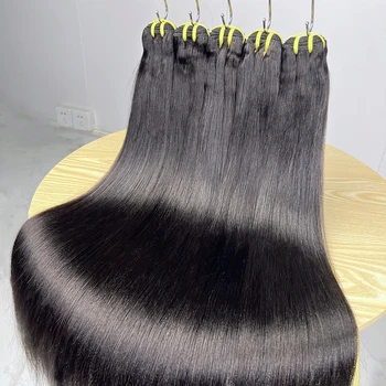 Fasci lisci Yaki 100% veri capelli umani doppia trama colore nero naturale estensioni di tessitura dei capelli umani vergini grezzi vietnamiti
