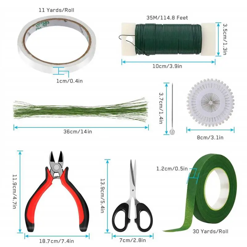 Floral Arrangement Kit Floral Tape and Floral Wire with Cutter Flower  Arrangements Supplies 22 Gauge Paddle Wire 26 Gauge Green Floral Wire  Boutonniere Pin for Bouquets Crafts Wedding Wreath Making