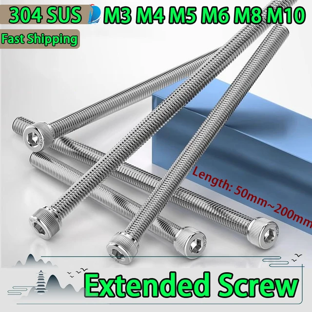 M3 M4 M5 M6 M8 M10 L 50-200 มม.304 สแตนเลสสตีลฟันหัวถ้วยซ็อกเก็ตซ็อกเก็ตหกเหลี่ยมสกรูขยายสกรู 1-10 ชิ้น 1