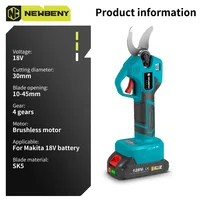 NEWBENY 30mm Brushless Electric Pruning Shears Cordless 4 Gears Fruit Tree Branches Scissors Power Tool For Makita 18V Battery 2