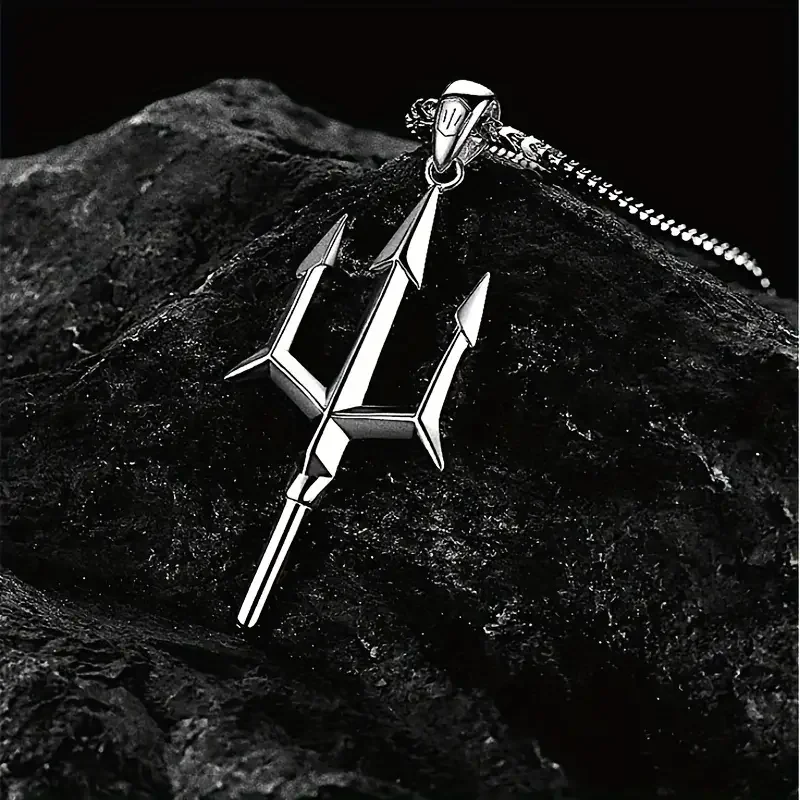  Personalised Fashion Poseidon Trident Pendant Alloy Necklace Tide Men Must Have Men's Gifts Daily Decoration Holiday Gift 