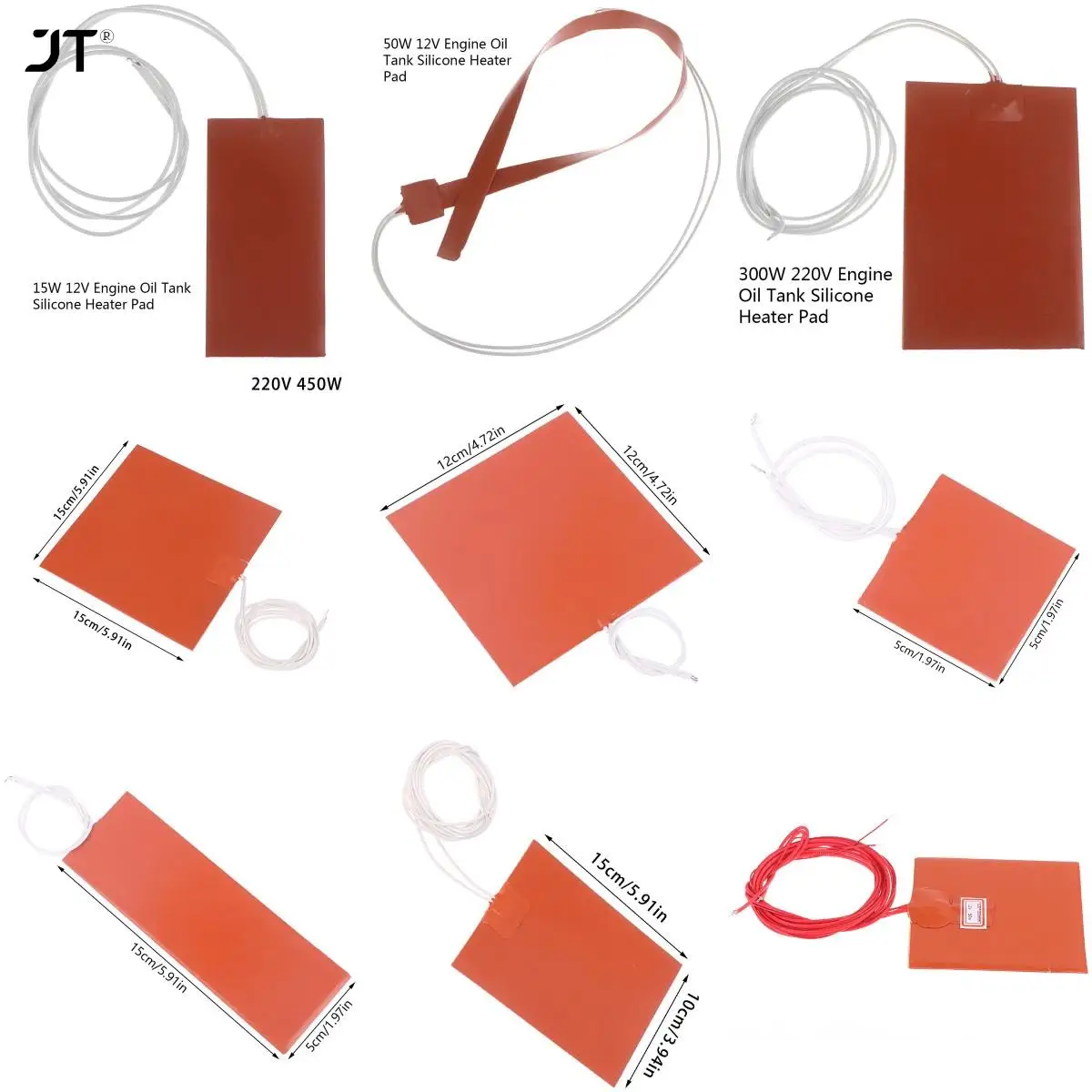 12V 110V 220V Flexible Waterproof Silicon Heater Pad Wire Heater Engine