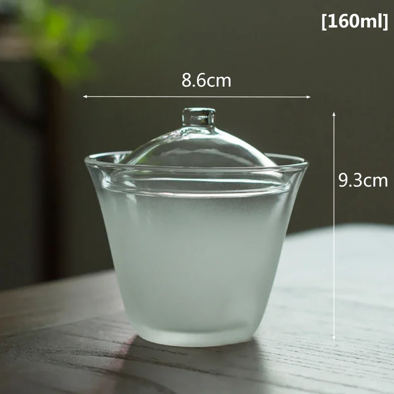 Transparent Japanese Cloud Fog Glass Gaiwan Covered Bowl Matte Texture Hand Grab Heat Resistant Kung Fu Tea Bowl