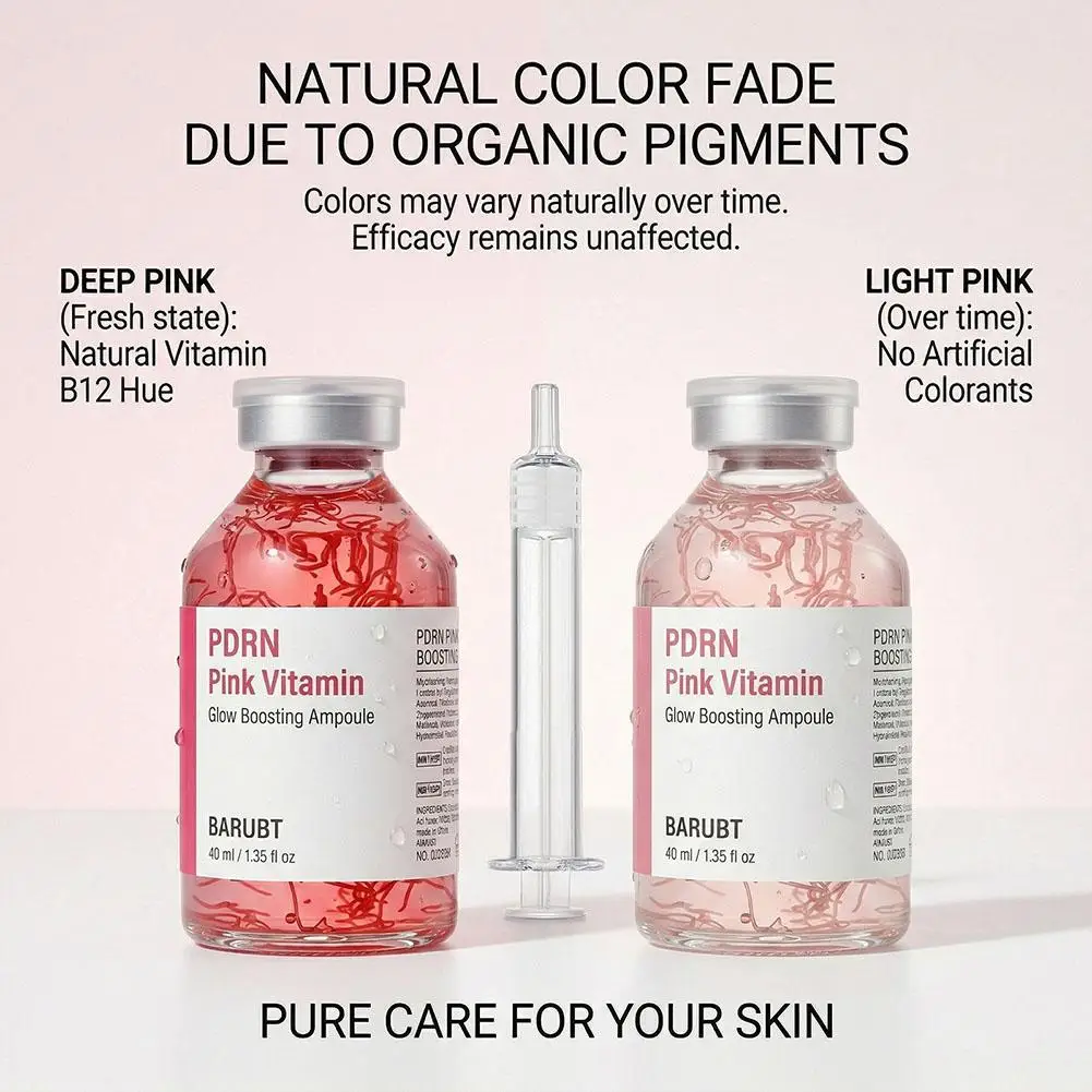 PDRN Pink Vitamin Glow Boosting Ampoule 40ml Salmon DNA Serum For Skin Regeneration Hydrating Hyaluronic Acid Anti-Aging Essence - immagine 2