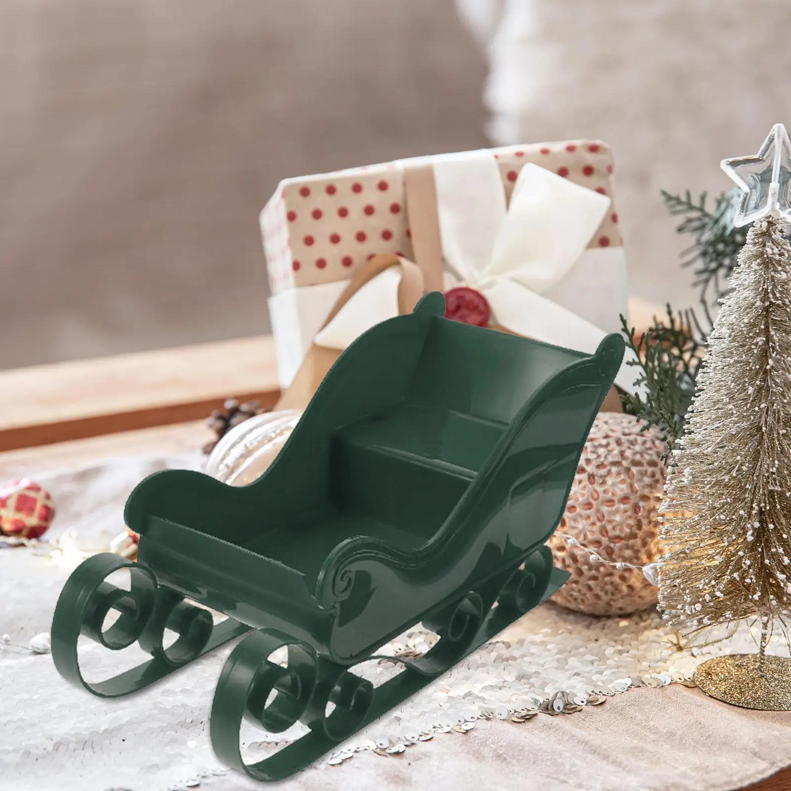 Santa Sleigh Christmas Statue Living Room Ornament Tabletop