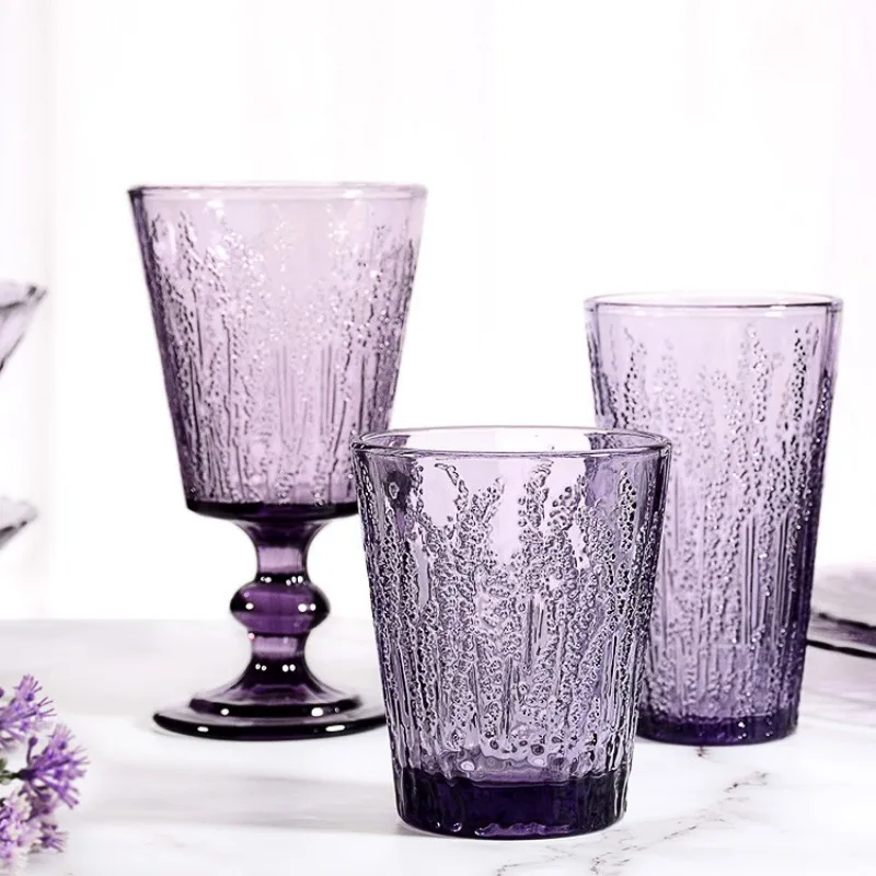 PurpleGlassCupWineGlassLavenderCupThickenedGobletGlassCupsHomeWineGlassesWhiskey