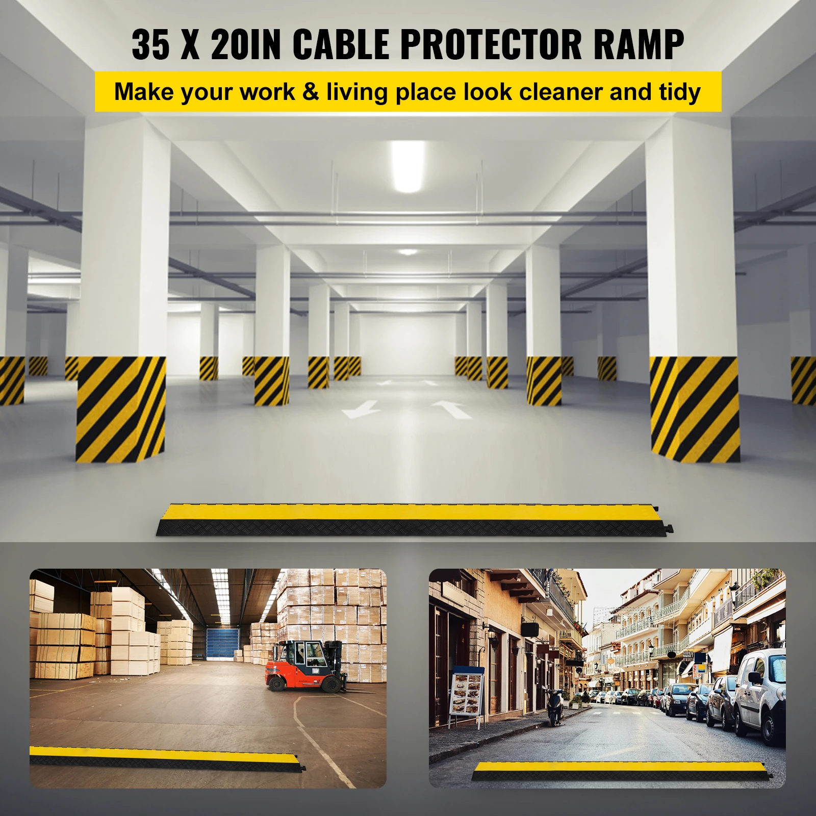 Heavy Duty Rubber Cable Protector Ramp with 5 Channels