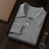 ZOCEPT 100% Goat Cashmere Pullover for Men High Quality Winter Knitted Warm Thickened Sweater Solid POLO Collar Pullover Sweater 1